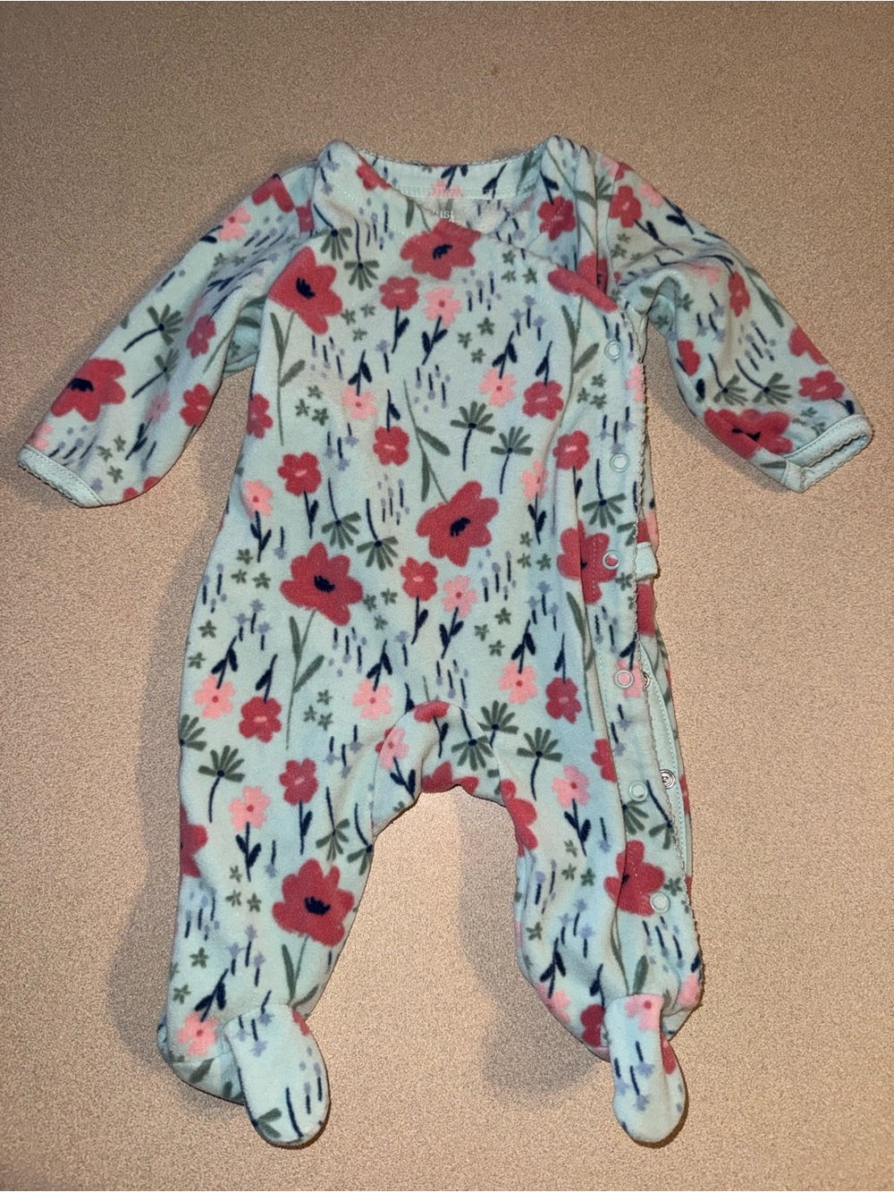 Carter’s baby girl size 3 months floral warm pajamas blue pink